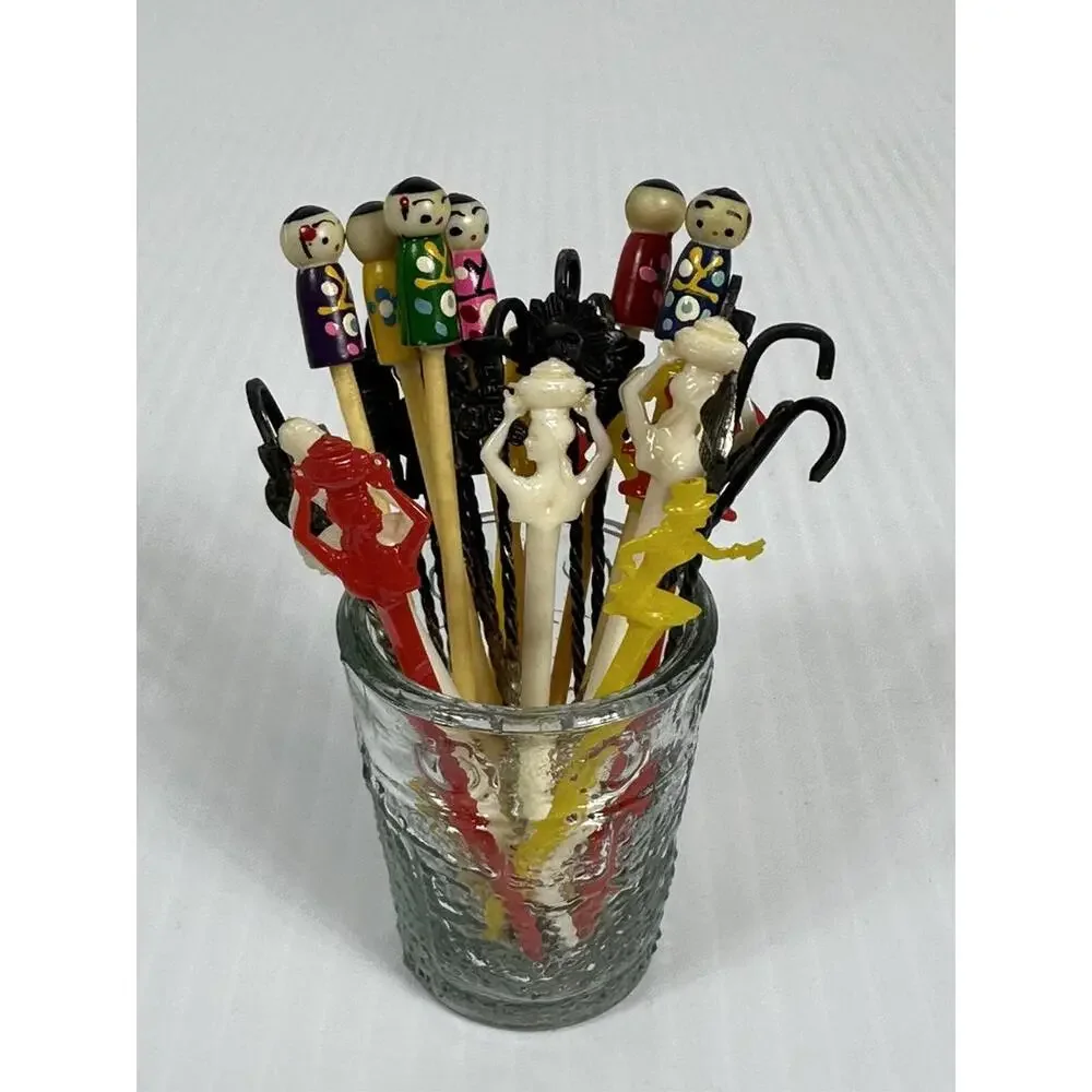 Vintage 27 Hors D'oeuvres Appetizer Forks Asian Mayan Spanish Figures Cocktails‎